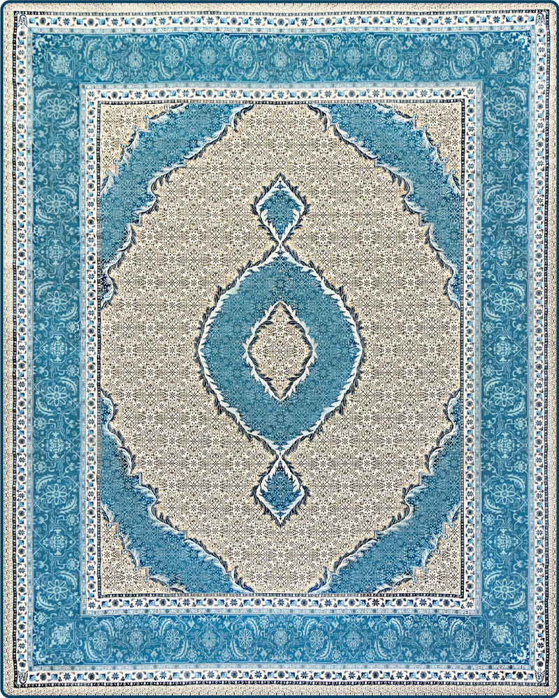 ル・ファルシー（綿カーペット）　マヒ柄　ブルー　200×250cm