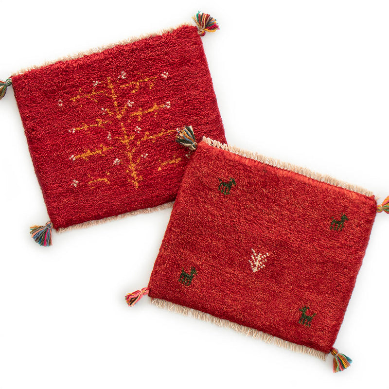 ペルシャ手織りギャッベ　座布団　2枚セット