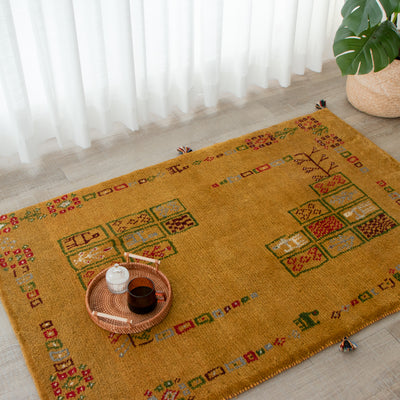 ペルシャ手織りギャッベ　ラグサイズ　約100×150cm