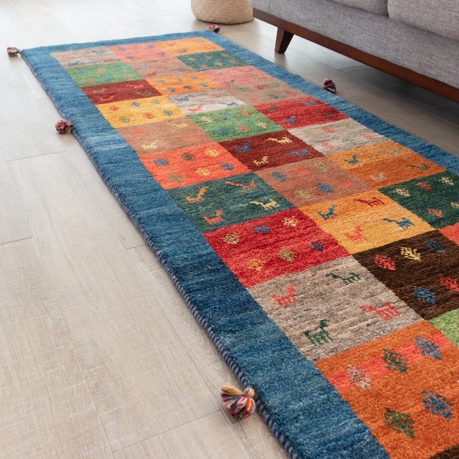 120x41cm ペルシャギャッベ ランナー (ギャベ) ペルシャ絨毯 ギャッベ