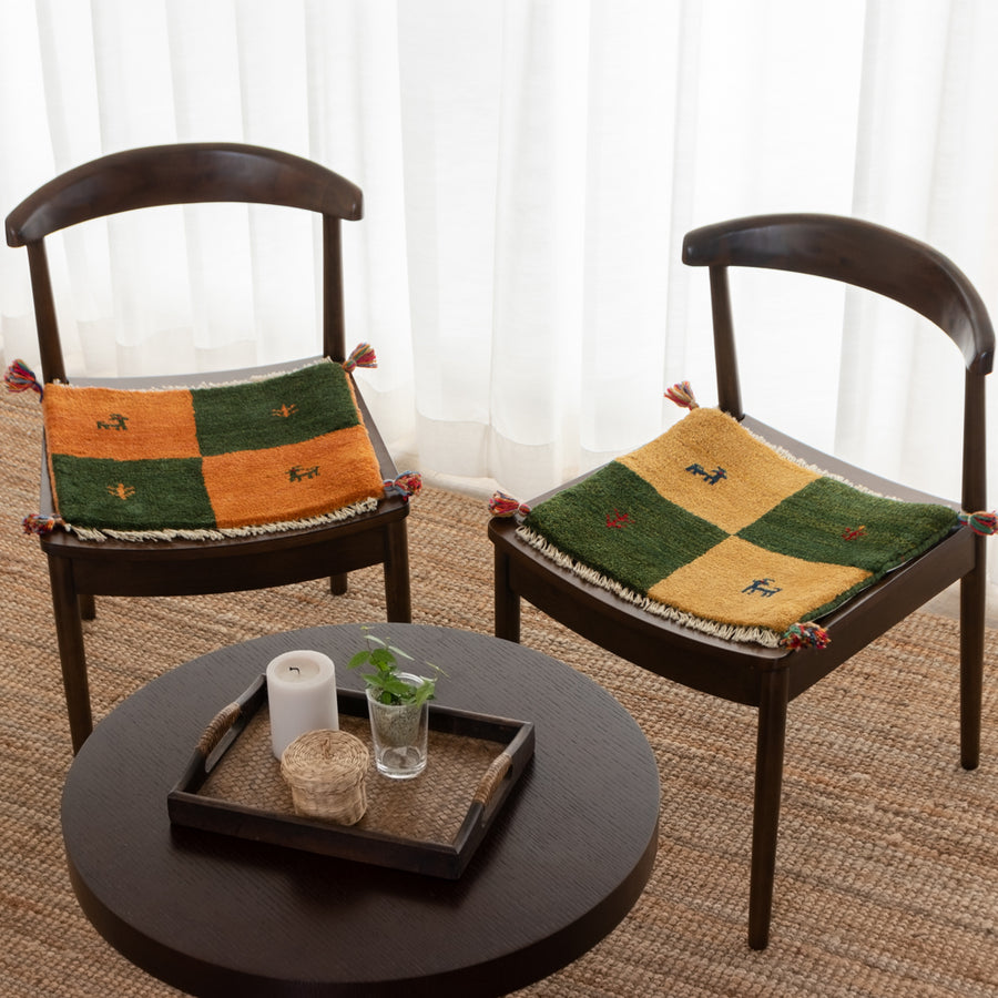 【M】ギャッベ2枚セット ペルシャ手織りギャッベ 約40×40cm 2枚セット – Persiadirect