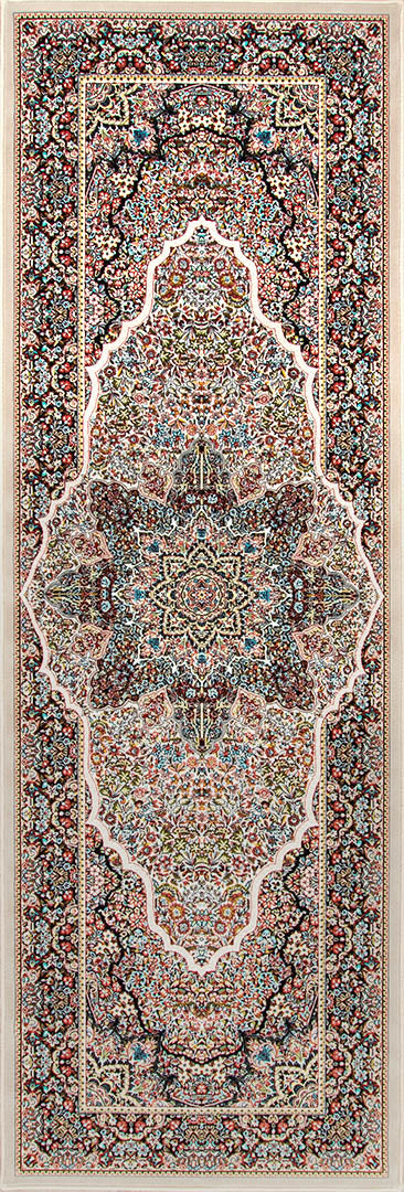 ペルシャ絨毯（機械織）　ゴルリーズ柄　ベージュ　60×180cm