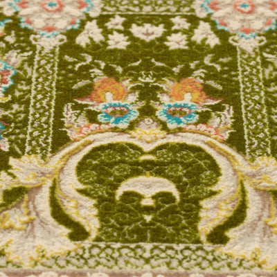 ペルシャ絨毯（機械織）　ゴルザール柄　グリーン　50×80cm　イメージ