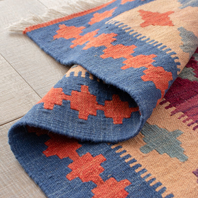 ペルシャ手織りキリム　ウール　ラグ　シーラーズ　151×238cm
