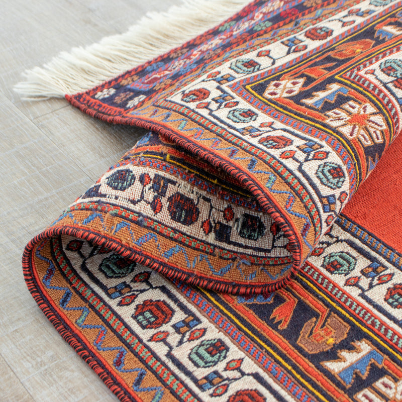 ペルシャ手織りキリム　ウール　ラグ　シルジャン　134×220cm