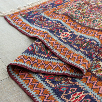 ペルシャ手織りキリム　ウール　ラグ　セネ　153×240cm