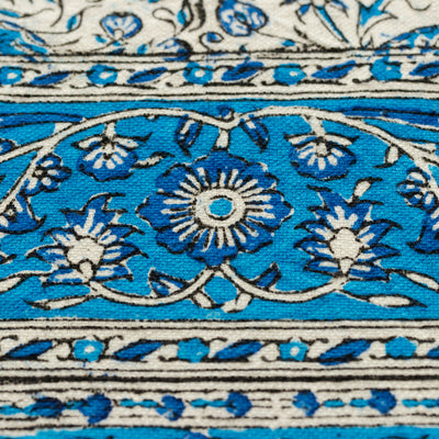 ペルシャ更紗　約150×240cm　総柄　ブルー　マルチカバー