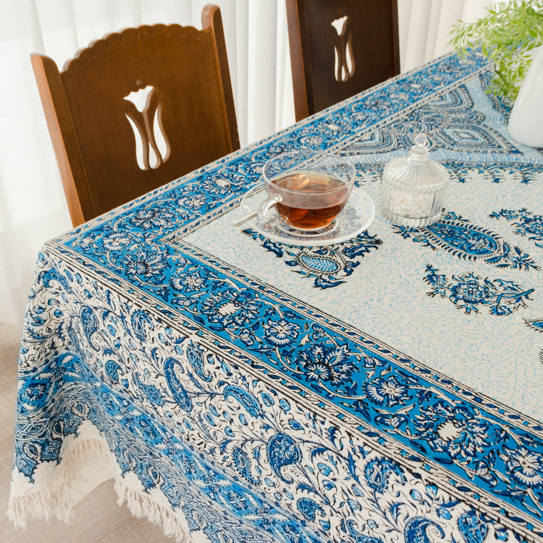 ペルシャ更紗 220×280cm 中心柄 ブルー マルチカバー – Persiadirect