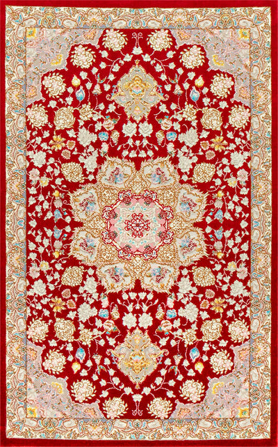 ペルシャ絨毯（機械織）　スーザン柄　レッド　50×80cm　イメージ